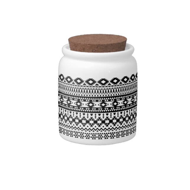 Bold Black White Aztec Geometric tribal pattern Candy Jar (Right)