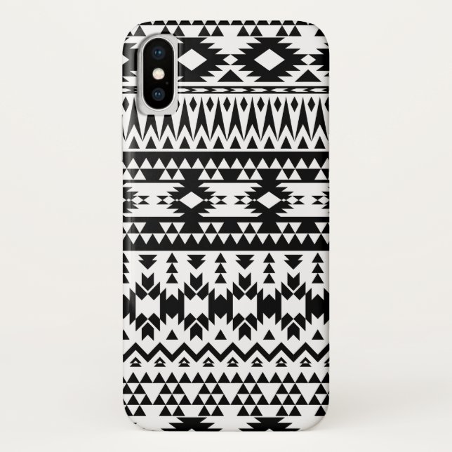 Bold Black White Aztec Geometric tribal pattern Case-Mate iPhone Case (Back)