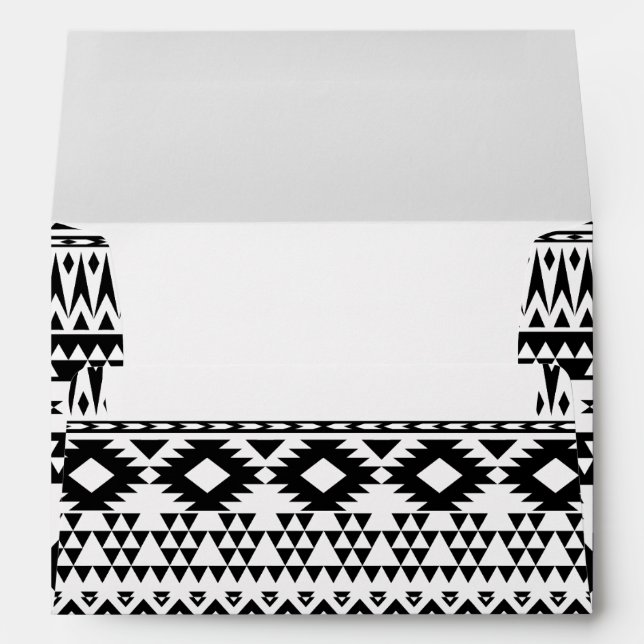Bold Black White Aztec Geometric tribal pattern Envelope (Back (Bottom))