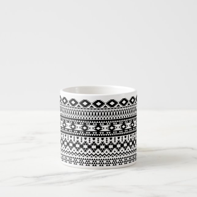 Bold Black White Aztec Geometric tribal pattern Espresso Cup (Front)