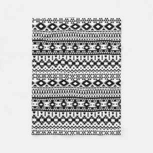 Bold Black White Aztec Geometric tribal pattern Fleece Blanket