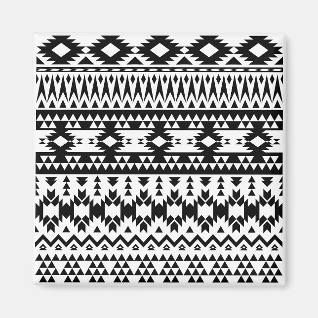 Bold Black White Aztec Geometric tribal pattern Magnet (Front)