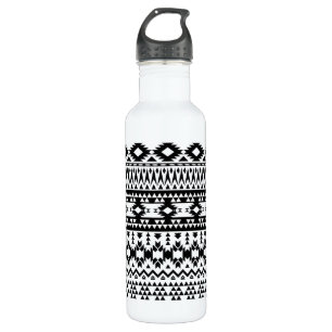 Bold Black White Aztec Geometric tribal pattern Stainless Steel Water Bottle
