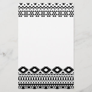 Bold Black White Aztec Geometric tribal pattern Stationery