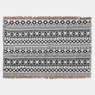 Bold Black White Aztec Geometric tribal pattern Throw Blanket