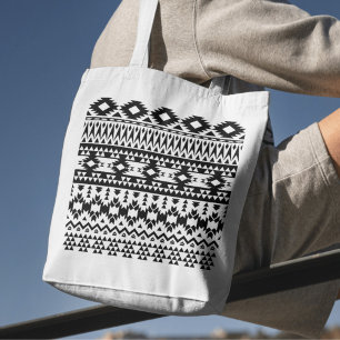 Bold Black White Aztec Geometric tribal pattern Tote Bag