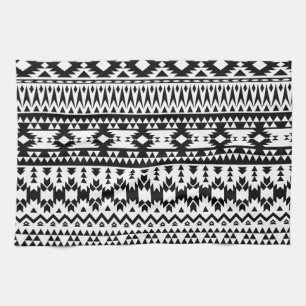Bold Black White Aztec Geometric tribal pattern Towel