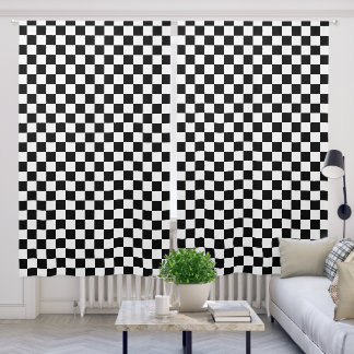 Bold Black White Checkered Pattern Blackout Curtains