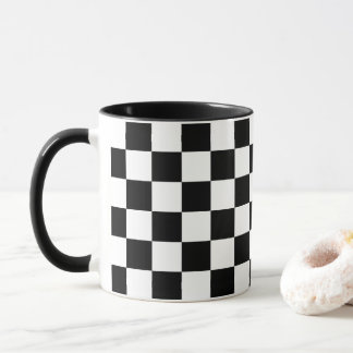 Bold Black White Checkered Pattern Mug