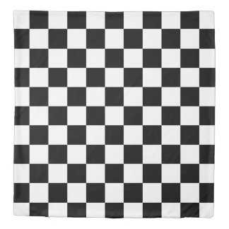 Bold Black White Checkered Pattern Reversible Duvet Cover