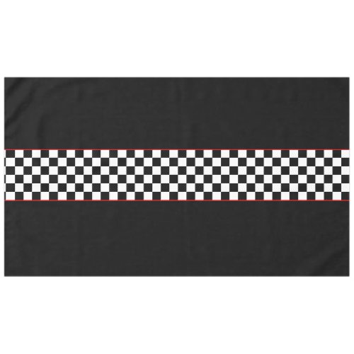 Bold Black White Checkered Racing Stripe Tablecloth