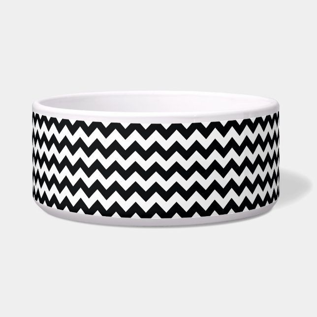 Bold Black & White Chevron Zig Zag Pattern Bowl (Front)