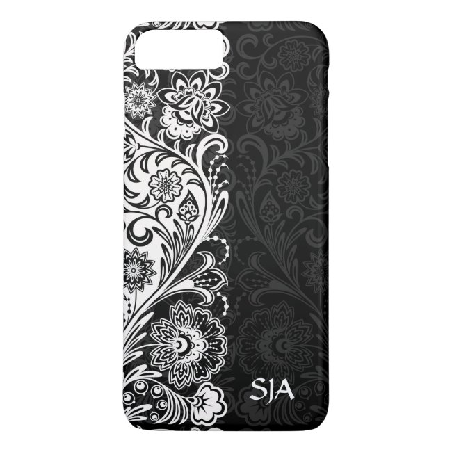 Bold Black White Floral Design iPhone 7 Plus Case