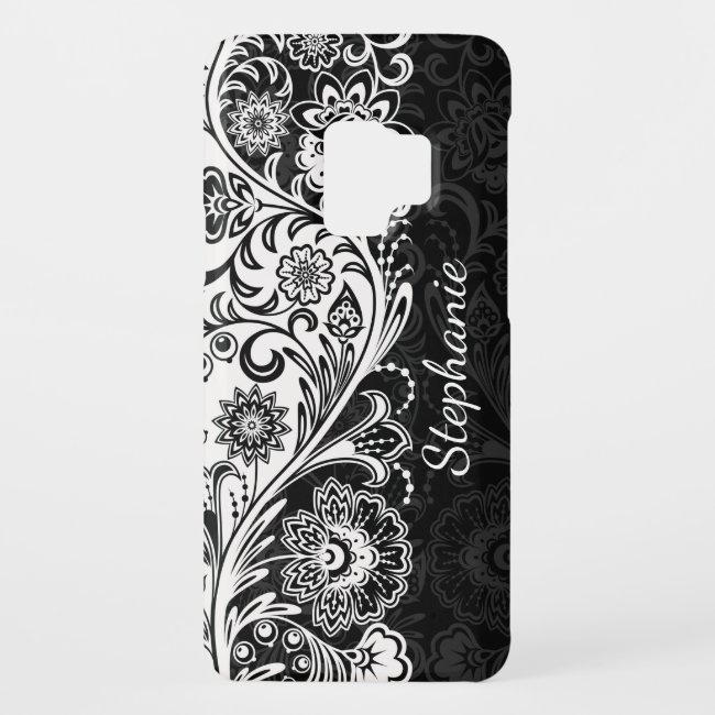 Bold Black White Floral Samsung Galaxy S9 Case