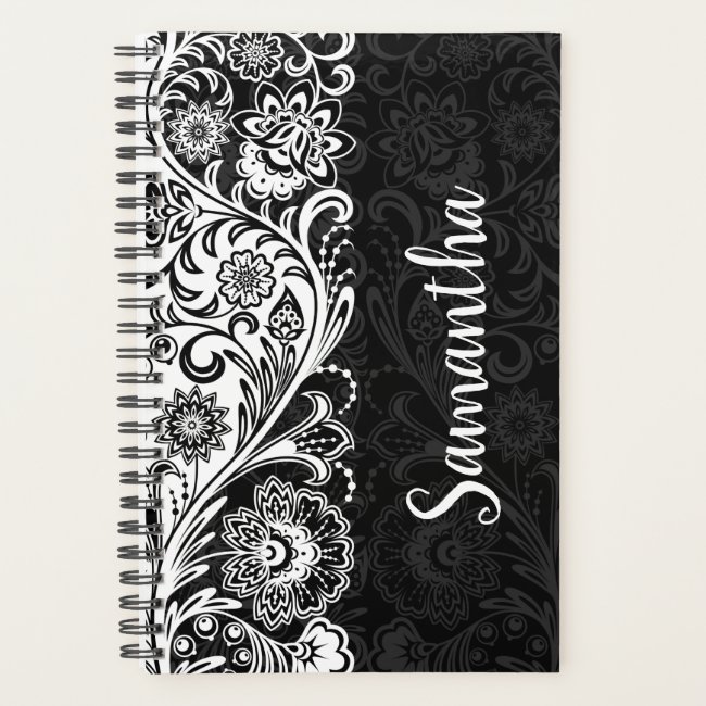 Bold Black White Floral Weekly/Monthly Planner