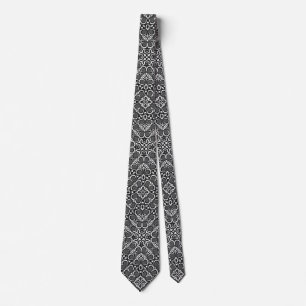 Bold Black White Geometric Art Pattern Neck Tie