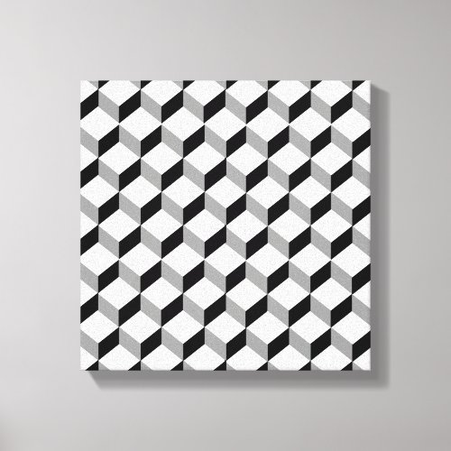 Bold Black White Grey Optical Illusion Graphic Canvas Print