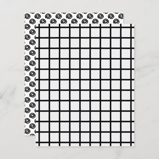 Bold Black White Grid Spiral Scrapbook Paper (Front/Back)