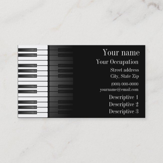 Bold Black White Keyboard Design Business Card
