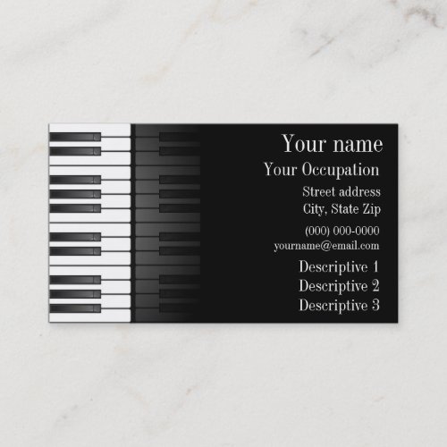 Bold Black White Keyboard Design Business Card