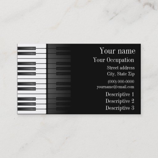 Customizable Bold Black White Keyboard Design Business Card