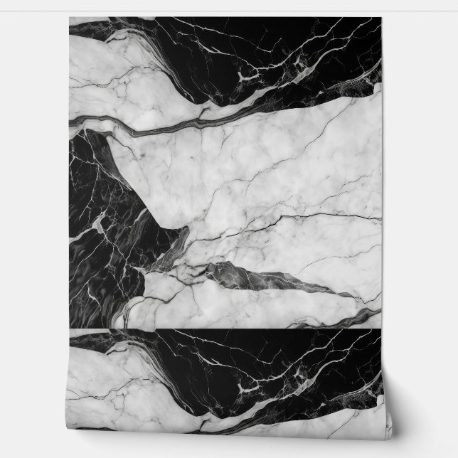 Bold Black & White Marble Wallpaper (Unrolling)
