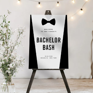 Bold Black White Modern  Bachelor Party Welcome  Foam Board