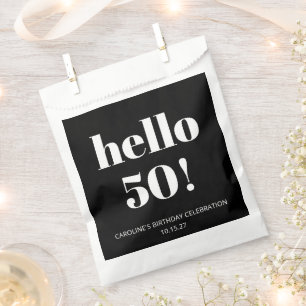 Bold Black White Modern Chic 50th Birthday Party Favor Bag