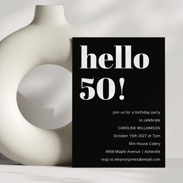 Bold Black White Modern Chic 50th Birthday Party Invitation (Creator Uploaded)