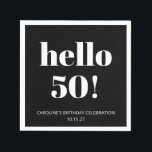 Bold Black White Modern Chic 50th Birthday Party Napkins<br><div class="desc">Bold Typography Modern Chic 50th Birthday Party Custom Can Cooler in Napkins - age is editable</div>