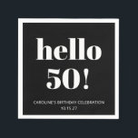 Bold Black White Modern Chic 50th Birthday Party Napkins<br><div class="desc">Bold Typography Modern Chic 50th Birthday Party Custom Can Cooler in Napkins - age is editable</div>