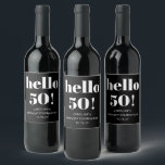 Bold Black White Modern Chic 50th Birthday Party Wine Label<br><div class="desc">Bold Typography Modern Chic 50th Birthday Party Custom Wine Label in Black. - all text is editable so this can be use for any age</div>