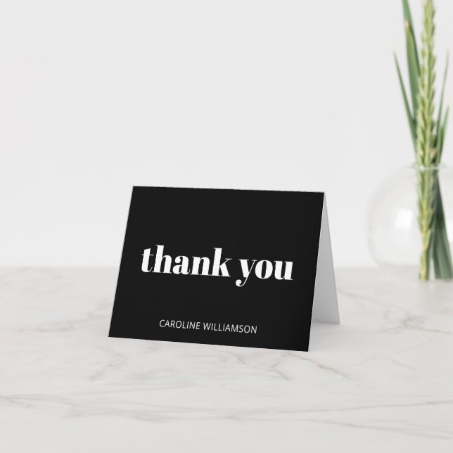 Bold Black White Modern Chic Birthday Party Thank You Card (Front)