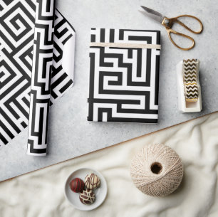 Bold Black & White Modern Geometric Luxury Wrapping Paper