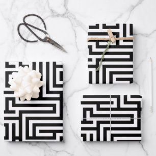 Bold Black & White Modern Geometric Luxury Wrapping Paper Sheets