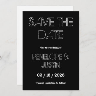 Bold Black & White Modern Minimalist Save The Date