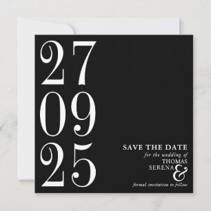 Bold Black & White Monochrome Modern Contemporary Save The Date