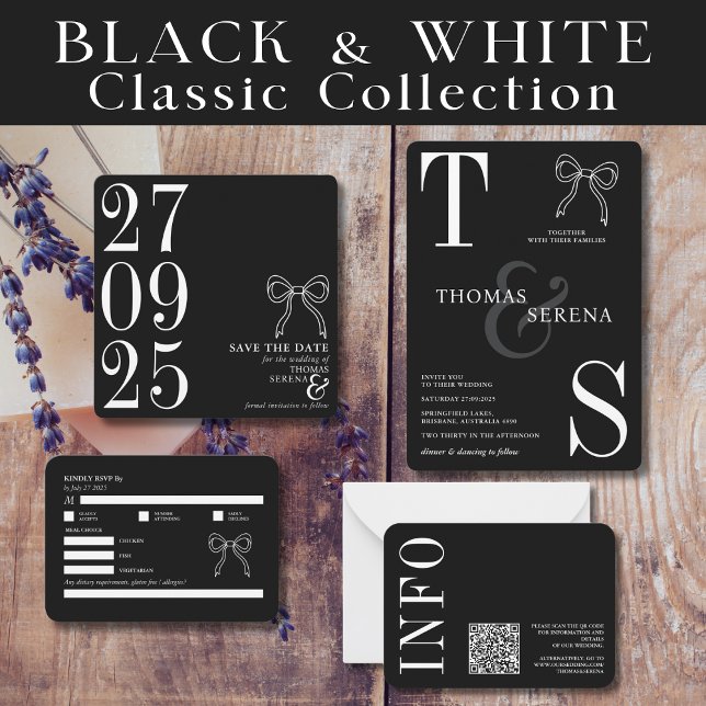 Bold Black & White Monochrome Modern Contemporary Save The Date (Creator Uploaded)