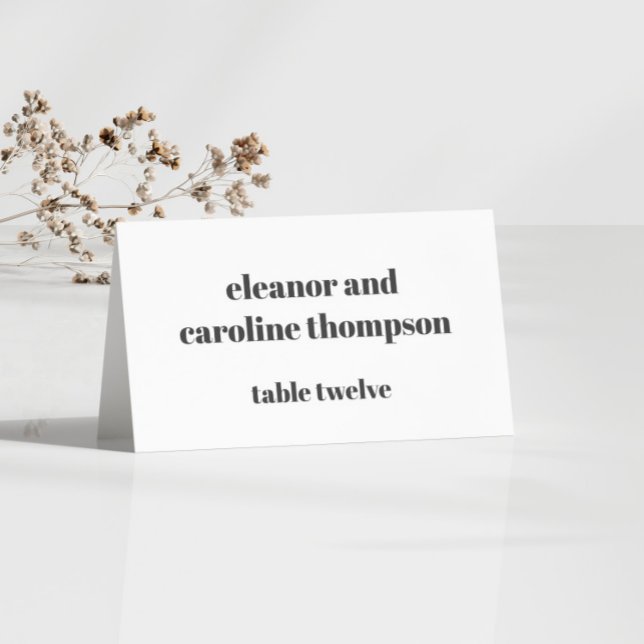 Bold Black White Retro Custom Wedding Place Card (Creator Uploaded)