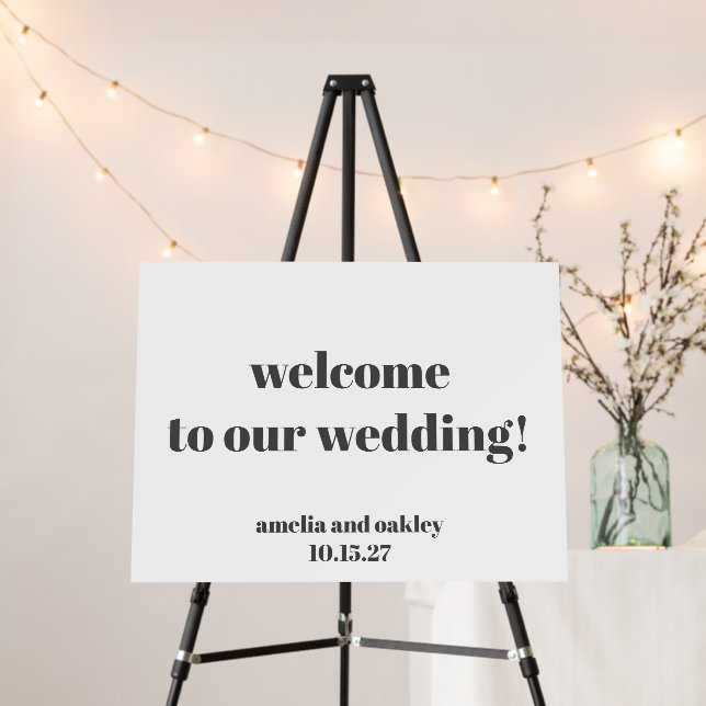 Bold Black White Retro Custom Wedding Welcome Sign (In Situ (Stand))