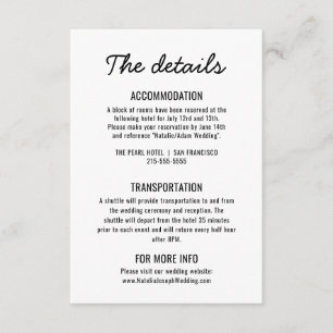 Bold Black & White Retro Modern Wedding Details Enclosure Card