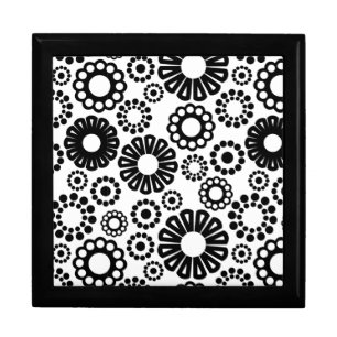 Bold Black White Retro Simple Flower Dot Pattern Gift Box