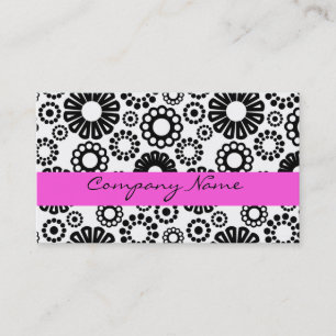 Bold Black White Retro Stylized Flower Dot Pattern Business Card