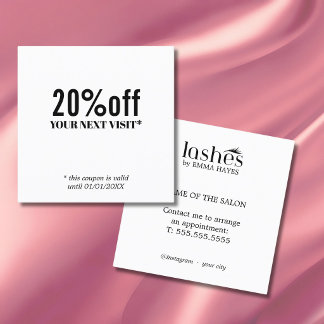 Bold Black White Salon Lash Artist Discount Card