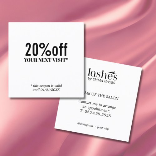 Bold Black White Salon Lash Artist Discount Card