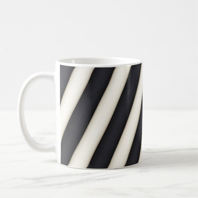 Bold Black & White Spiraling Stripes Coffee Mug (Left)