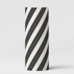 Bold Black & White Spiraling Stripes Pillar Candle