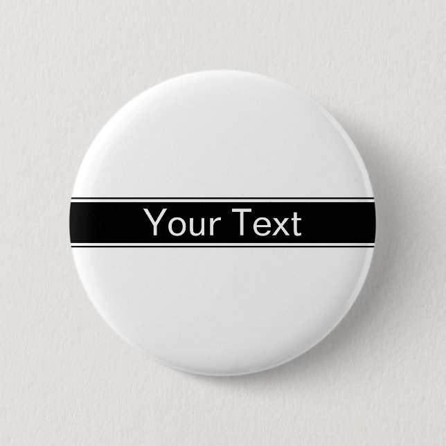 Bold Black & White Stripe Editable Text Button (Front)