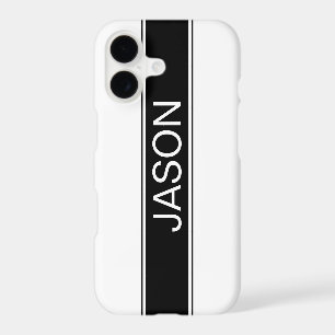 Bold Black & White Stripe Editable Text iPhone 17 Case