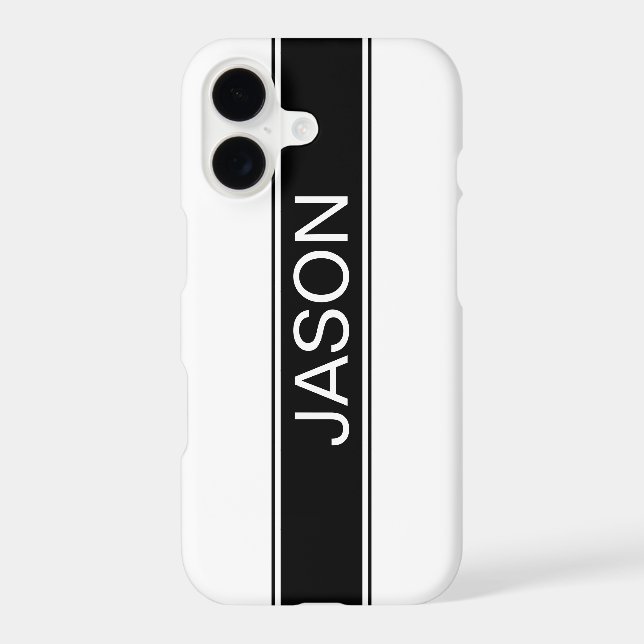 Bold Black & White Stripe Editable Text Case-Mate iPhone Case (Back)